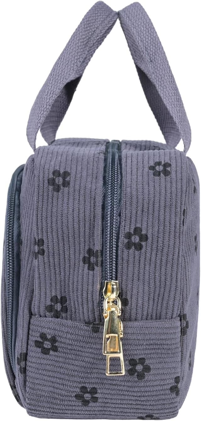 Detalle 2 de Funtlend Kulturtasche Damen aus Cord mit Aufhängung – mittelgroße Kulturbeutel für Reise & Alltag