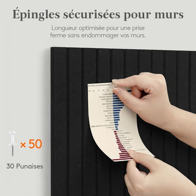 Detalle de Tableau en feutre adhésif Lifewit (lot de 12 panneaux 120x90 cm) pour notes et photos, noir