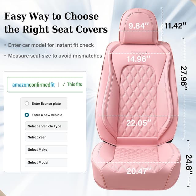 Thumbnail 6 de Coverado Front Seat Covers in Pink — Luxury Faux Leather, Breathable & Waterproof Universal Protectors