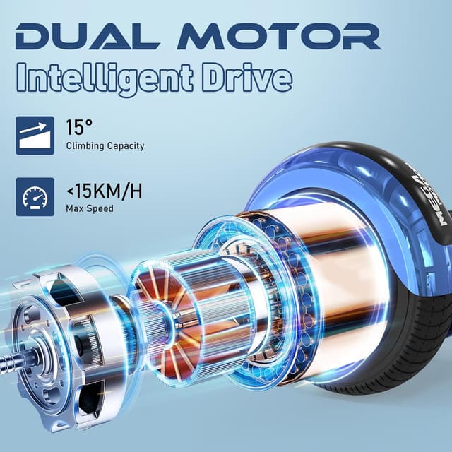 Detalle de MEGA MOTION Hoverboard 6,5 Zoll mit Sitz für Kinder (Bluetooth-Lautsprecher, LED-Radlicht)