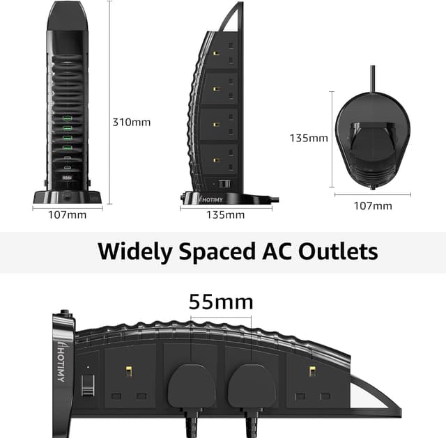 Thumbnail 6 de Hotimy Tower Extension Lead 4M with 8 Outlets and 6 USB ⚡