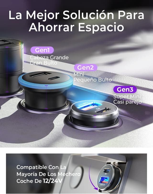 Thumbnail 3 de LISEN Cargador Coche 69W 60W Cable