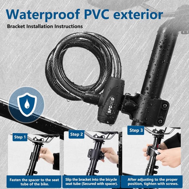 Detalle 1 de Bike lock 12mm steel cable, 1200mm