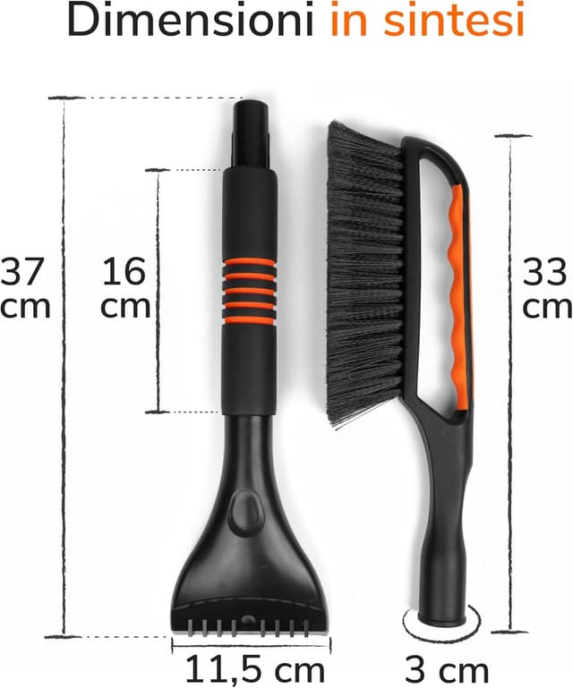 Detalle de Upgrade4cars Raschietto Ghiaccio per Auto con Spazzola alta qualità e impugnatura ergonomica