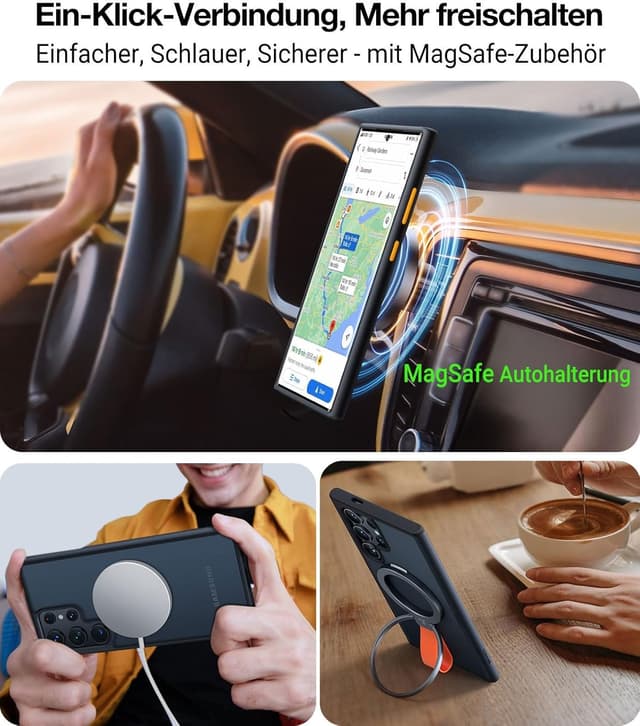 Detalle de TORRAS Hülle für Samsung Galaxy S24 Ultra mit MagSafe: matt, samtweiche Haptik, Anti-Fingerabdruck & 18N Magnetkraft