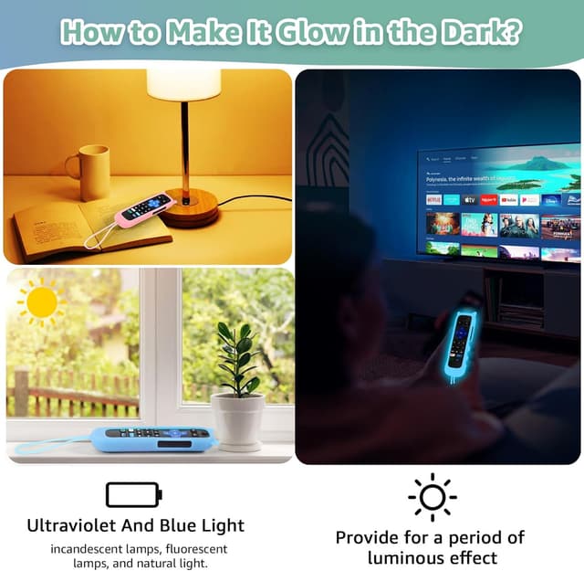 Detalle 2 de (2+2 Packs) Roku TV Replacement Remote with Glow-in-the-Dark Silicone Covers