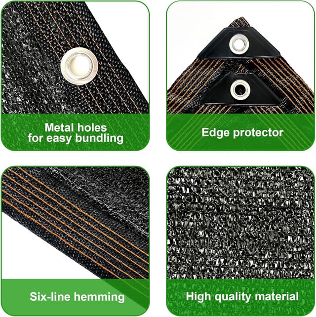 Thumbnail 6 de Schattennetz 1x2 m mit Ösen – rechteckiges Sonnensegel mit ca. 90% Schatten für Gewächshaus, Balkon & Garten