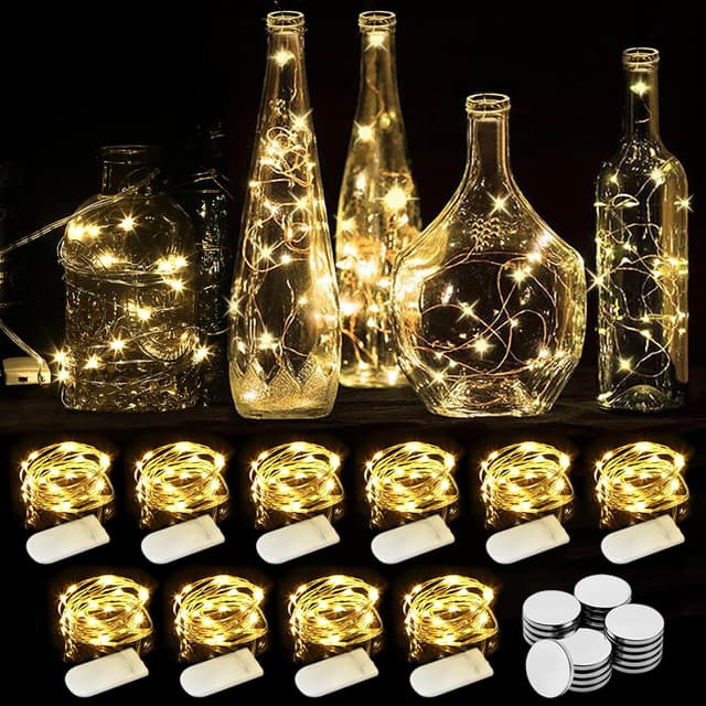 Detalle de WEARXI Lichterkette Batterie (10 Stück, 2 m, 20 Mini-LED) für Innen-Deko