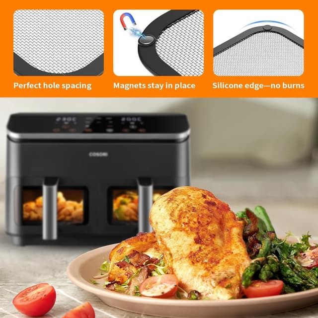 Detalle de Grille anti projection réutilisable pour friteuse à air chaud Cosori (compatibles 8,5 L et Dual Blaze TwinFry 10 L)