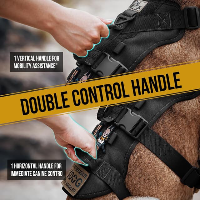 Detalle 2 de OneTigris Escape Proof Dog Harness (No Pull) with Handles – Tactical multi-use support for large dogs, XL, Black