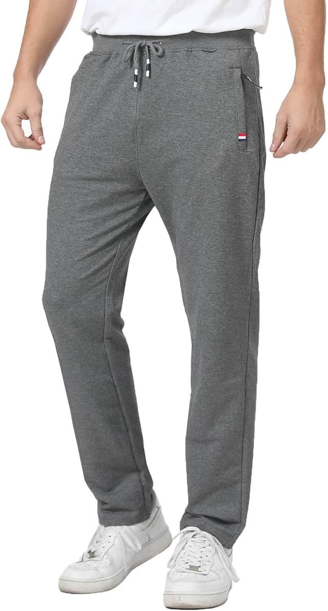 Detalle de JustSun Jogginghose für Herren aus Baumwolle – Trainings- und Freizeithose mit Reißverschlusstaschen