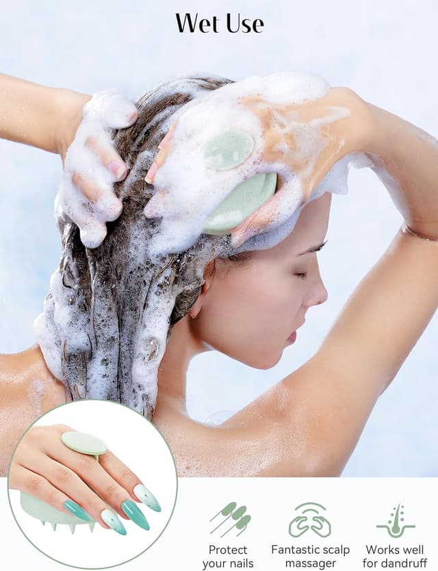 Detalle 2 de HEETA Scalp Massager Hair Growth Brush with Soft Silicone Bristles (Mint Green)