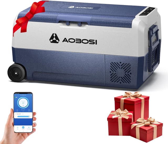 Detalle de AAOBOSI Glaciere à compression 36 L électrique 12/24 V et 100–240 V (jusqu’à -20 °C à 20 °C) avec appli