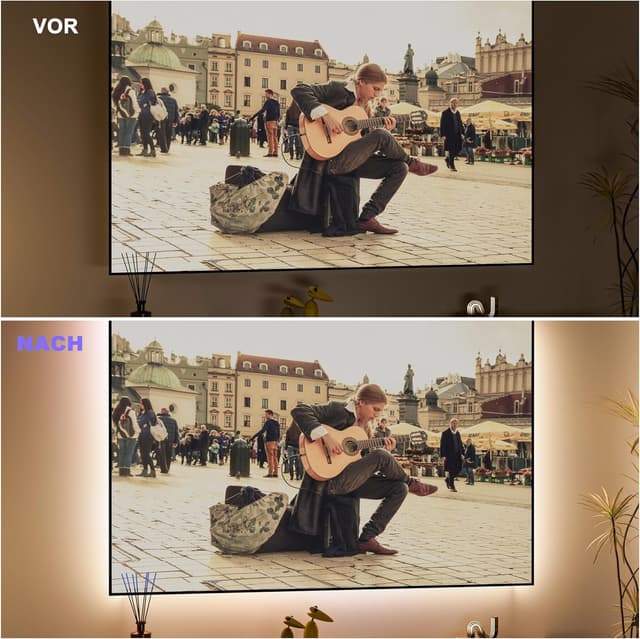 Detalle 2 de OULARA USB COB LED Streifen 5V (4000K, 3 m) dimmbar mit Speicherfunktion – warmweiß/natürliches Weiß