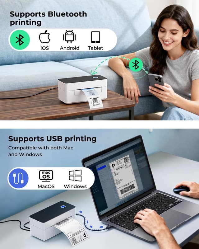 Detalle de SVANTTO Bluetooth Thermal Label Printer 4x6 for Royal Mail, eBay and Etsy (no-ink)