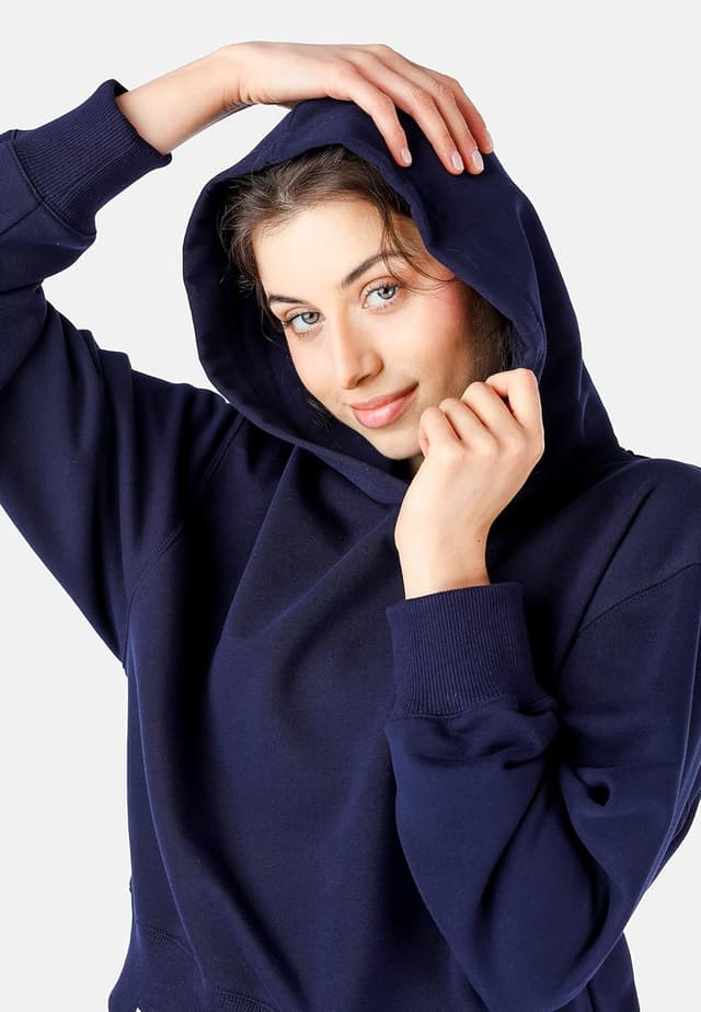 Detalle 2 de Bellivalini sweat à capuche femme court BLV208 en coton (coupe crop)