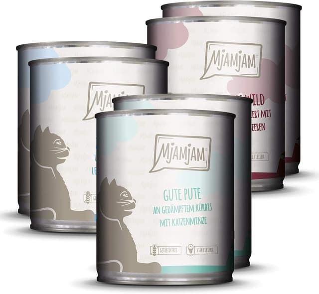 Detalle de MjAMjAM Nourriture humide premium pour chat – pack mixte II (6 x 800 g) sans céréales, supplément de viande