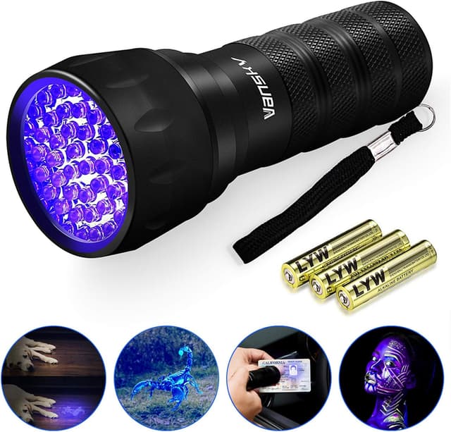 Detalle de Vansky UV Torch 21 LEDs UV flashlight for pet urine and stain detection (395nm, black light detector)