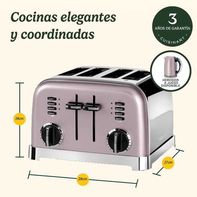 Detalle 2 de Cuisinart CPT180PIE Tostadora 4 Ranuras Anchas 🍞 ¡Perfecta para Pan!
