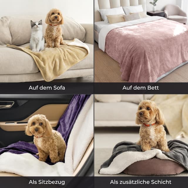 Thumbnail 6 de Dreamzie wasserdichte Decke 127x152 cm für Sofa & Bett, Wende-Deckel mit Sherpa-Fleece, dunkelgrau