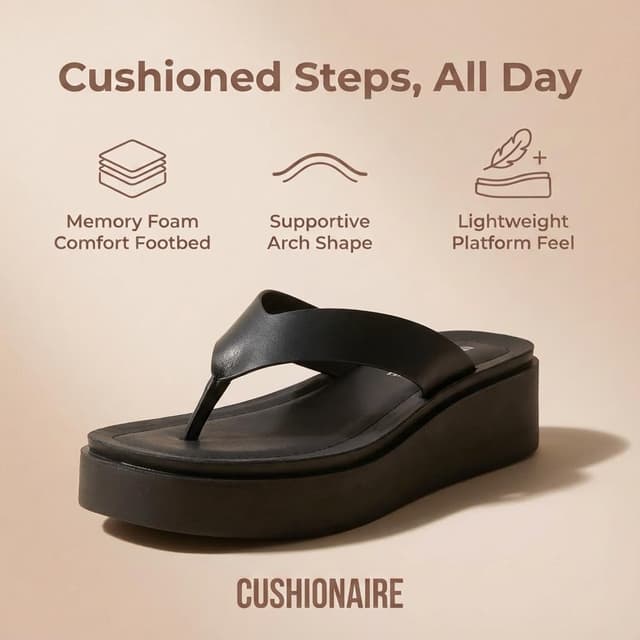 Detalle de CUSHIONAIRE Pippin Chunky Platform Flip Flops for Women with Cushioned Footbed and Durable Sole