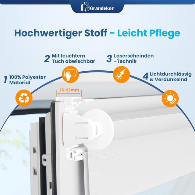 Detalle 2 de Grandekor Doppelrollo Klemmfix 35x130 cm