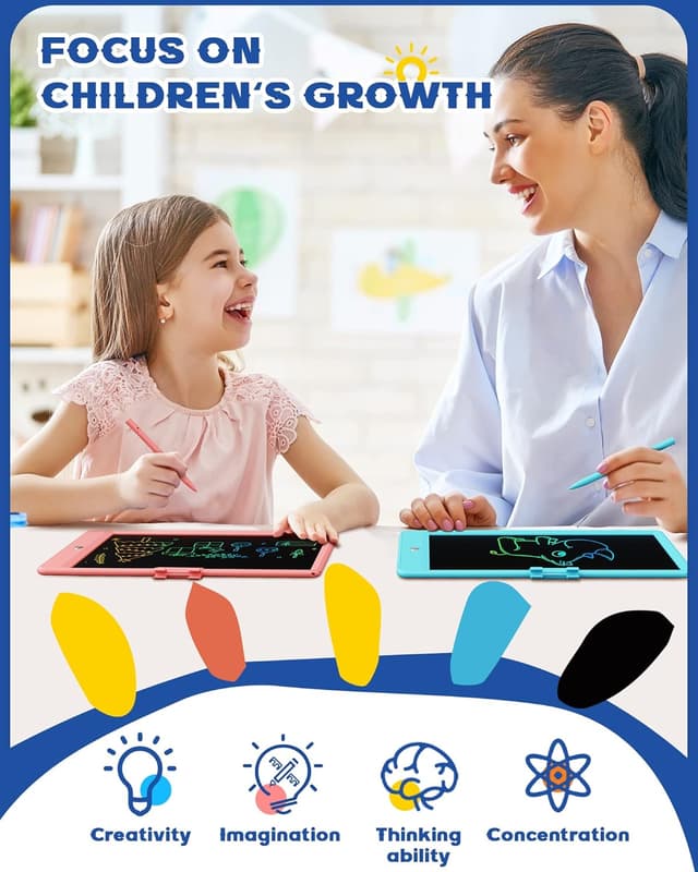 Detalle de Bravokids 10-Inch LCD Writing Tablet for Ages 3–6 (Blue) — Reusable Doodle Board