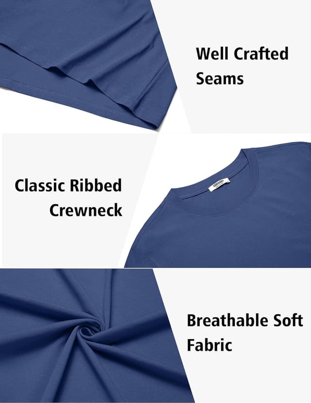 Detalle de COOFANDY T-shirt homme en coton biologique à col rond et manches courtes