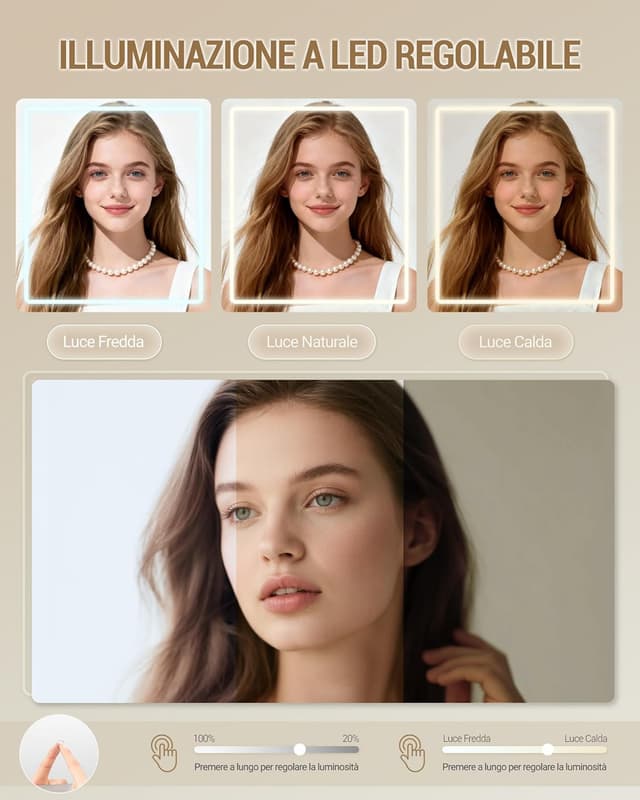 Thumbnail 3 de Hzuaneri DT43203XEU Postazione trucco 108 cm con luce LED 💄