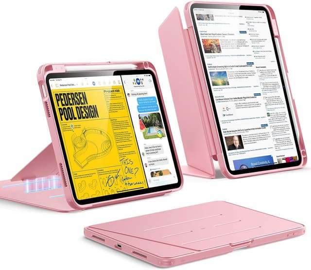 Detalle de ESR Coque pour iPad 11e génération / iPad 10e génération (série Flip) avec support vertical et porte-stylet, coloris rose