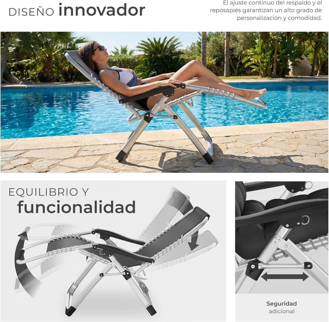 Thumbnail 4 de tectake Silla Tumbona Plegable para Playa 1 unidad