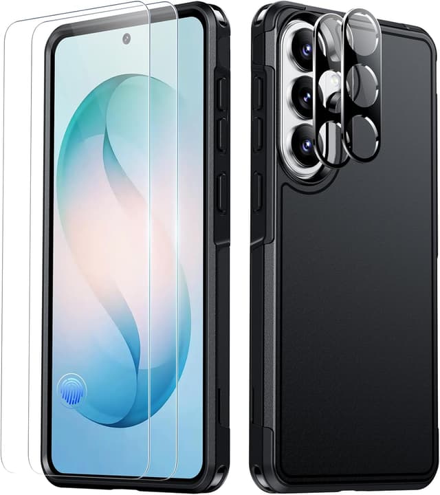 Detalle de SPIDERCASE Tough Galaxy S26 Case (2-Pack) with Tempered Glass Screen & Camera Lens Protectors, 10 FT Military Grade Drop Protection