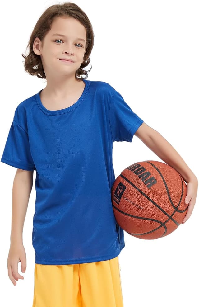 Detalle de 6-Pack Boys Youth Mesh Athletic Quick-Dry T-Shirts (Age 4-18) — Moisture-Wicking Short Sleeve Tees