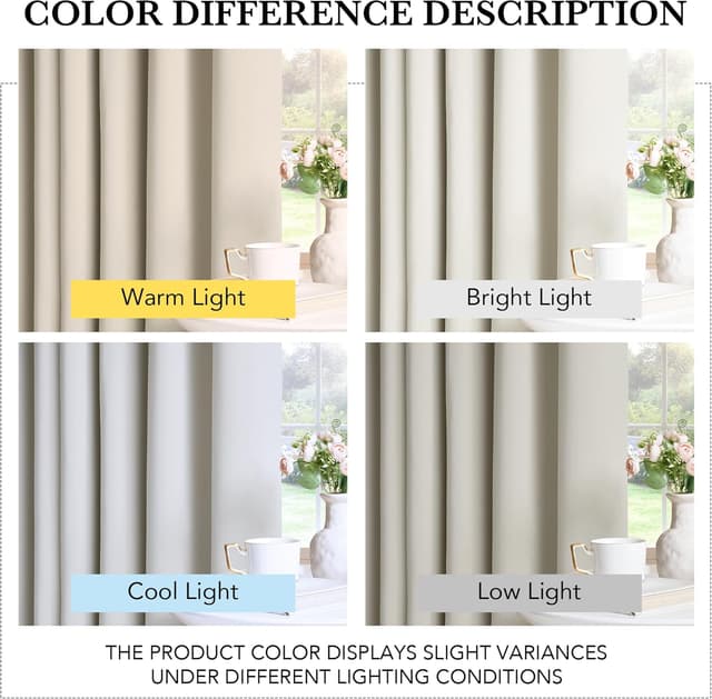 Detalle de PONY DANCE Verdunklungsvorhänge im Thermo-Blackout-Look (Hellbeige) – 2er-Set mit Ösen, H 230 x B 140 cm