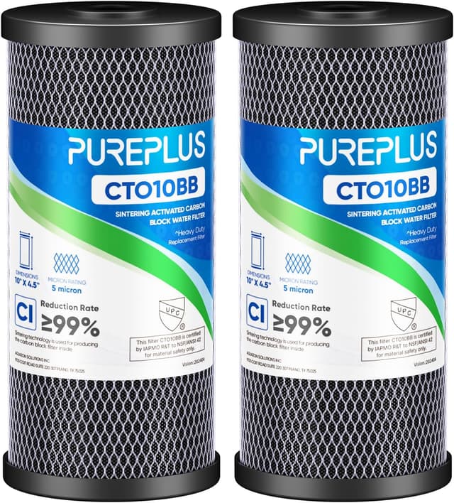 Imagen de PUREPLUS 5 Micron 10" x 4.5" CTO Water Filter Cartridge 🚰 en OfertitasTOP
