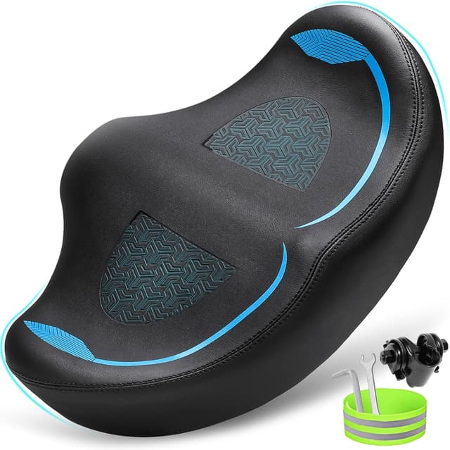 Detalle de CDYWD Noseless Oversized Bike Seat Cushion (Extra-Wide Padded) for Comfort on Peloton, Stationary Bikes, City & Beach Cruisers