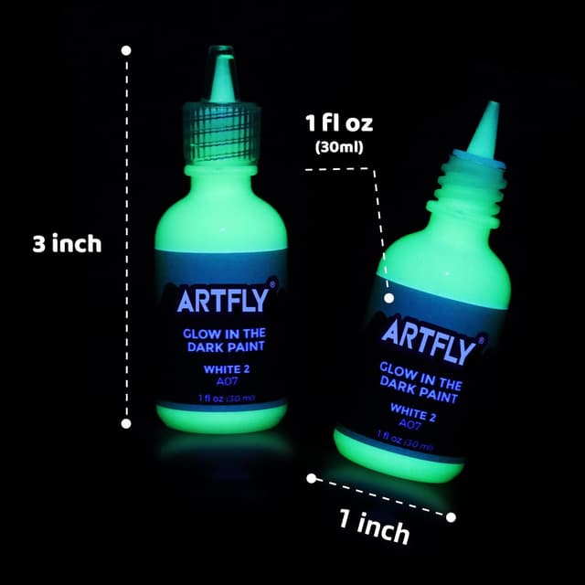 Detalle de ARTFLY Kit de peinture fluorescente acrylique brillante dans le noir – 12 couleurs (30 ml) pour DIY & décos