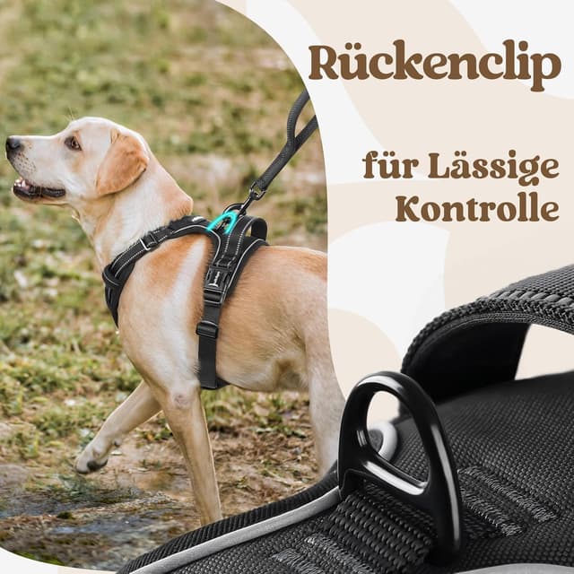 Thumbnail 6 de rabbitgoo Hundegeschirr für große Hunde (verstellbar, ohne Zug & Würgen) mit Griff – schwarz, Größe L