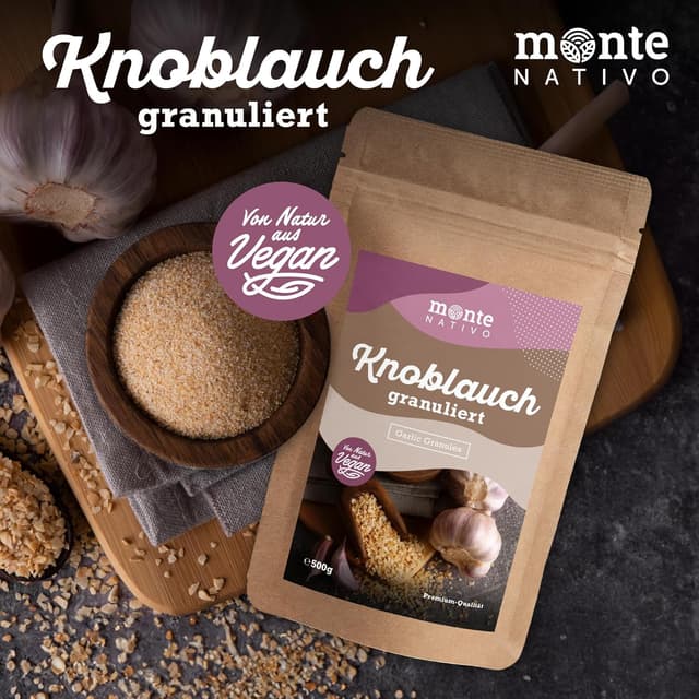 Detalle de Knoblauch Granulat Monte Nativo (500 g) – aromatisches Knoblauchpulver zum Kochen & Würzen