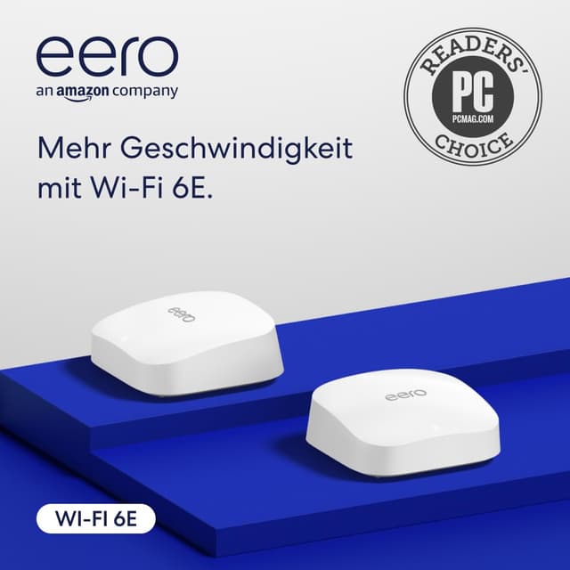 Detalle de eero Pro 6E Mesh-WLAN-Router (Doppelpack, 2022) mit 2,5‑Gbit/s‑Ethernet und bis zu 380 m² Abdeckung