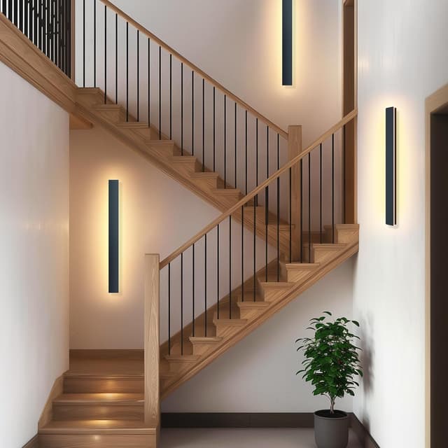 Detalle 2 de Applique murale LED noire étanche IP65 longue 12W (3000 K) en métal pour intérieur/extérieur