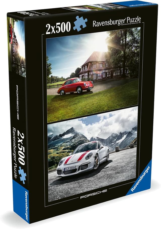 Detalle de Ravensburger 2 puzzles 500 pièces Porsche Classic 356 & Porsche 911 R (80557) – dès 12 ans