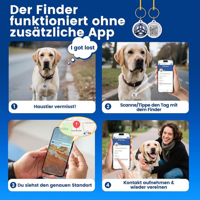 Detalle de PawView 2er-Set Hundemarke mit QR-Code – personalisiertes Notfallprofil, wasserdicht & Verlustschutz