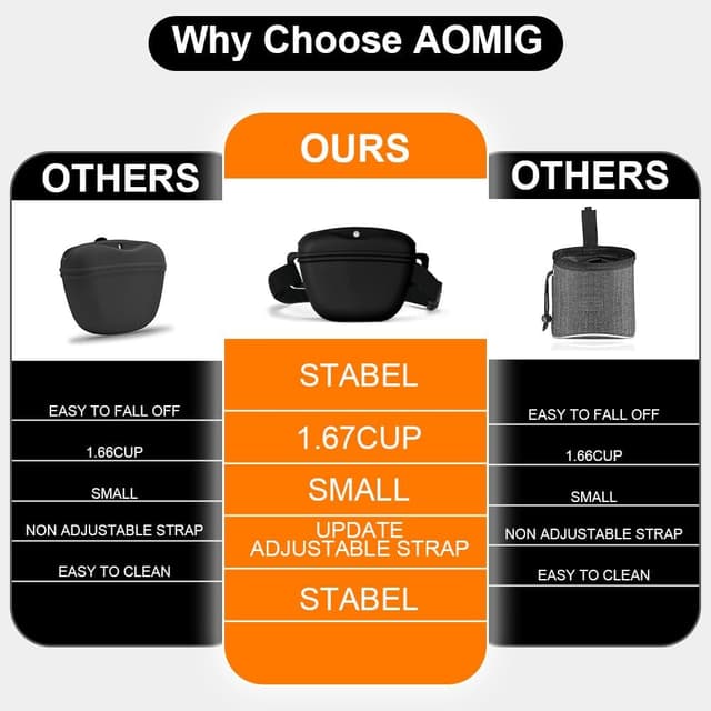 Thumbnail 4 de Aomig Silicone Premium Dog Treat Pouch with Magnetic Closure (Black) – portable walking & training dog food bag