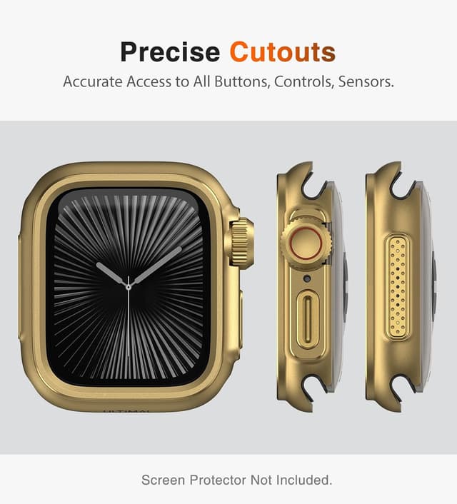 Detalle de ULTIMAL Watch Case for Apple Watch Series 11/10 (46mm) – Gold military-grade shockproof cover