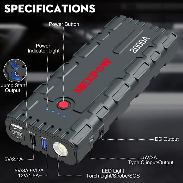 Thumbnail 5 de NEXPOW Starthilfe Powerbank 2000A Auto-Starter