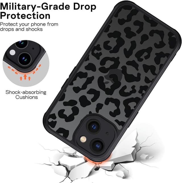 Thumbnail 3 de XTCASE Coque iPhone 14 Motif Léopard Noir