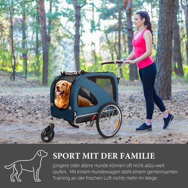 Detalle de Fiximaster XL 2-in-1 Hundeanhänger fürs Fahrrad & Joggen bis 40 kg (mit Handbremse)