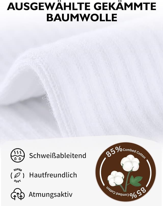 Detalle de CLOSEMATE Damen Tennissocken im 5er-Pack (5 Paar) – atmungsaktive Baumwoll-Crew Socks für 35–42