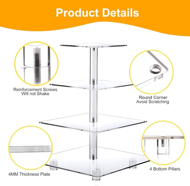 Thumbnail 6 de YestBuy 4-Tier Cupcake Stand Acrylic Tower